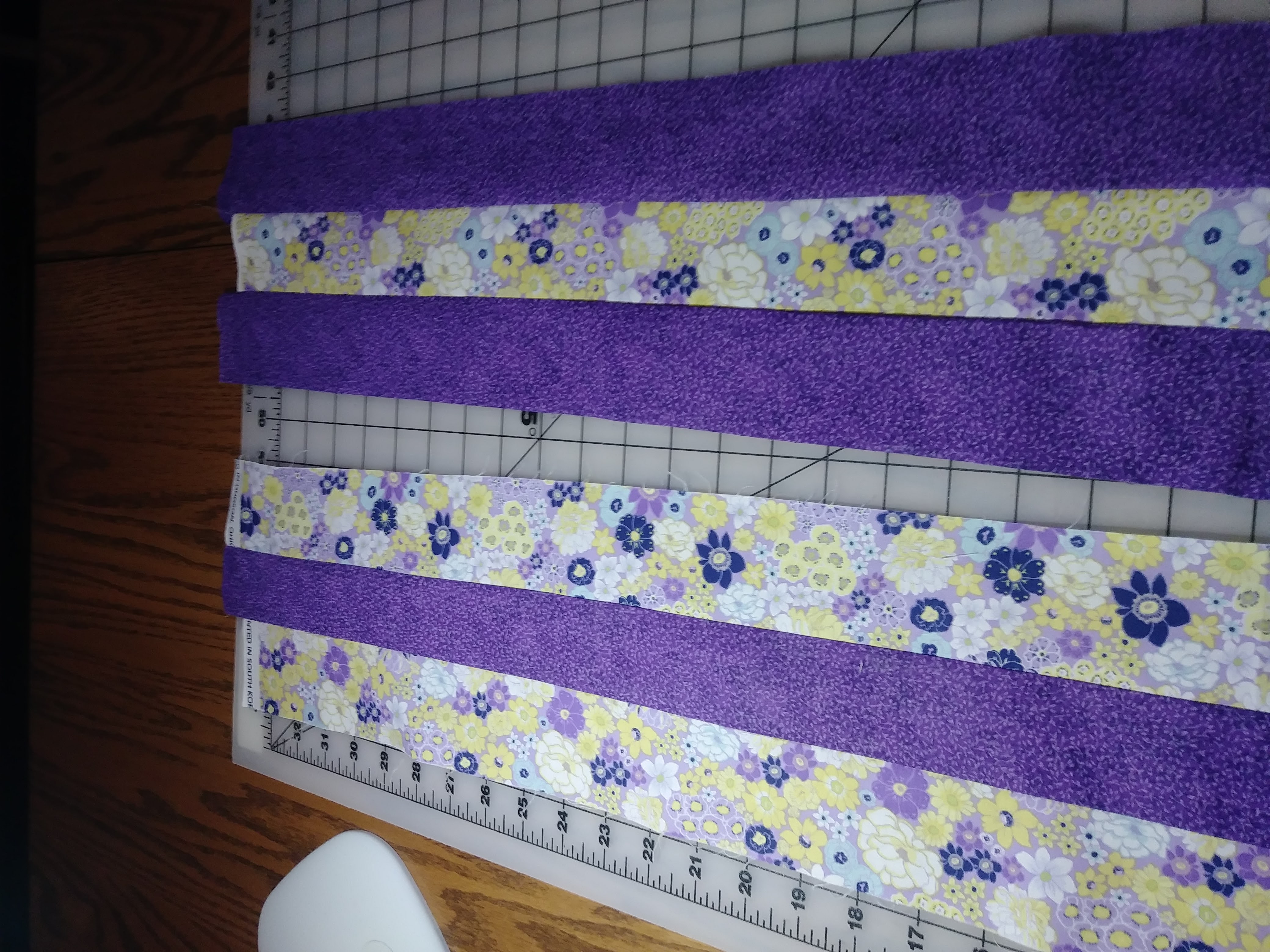 fabric strips sewn together